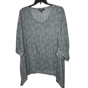 Ulla Popken Crinkle Lightweight Cool Comfy Blue Gray Lagenlook Top Size 20/22